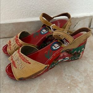 Vintage carved wooden shoes WW II phillipines